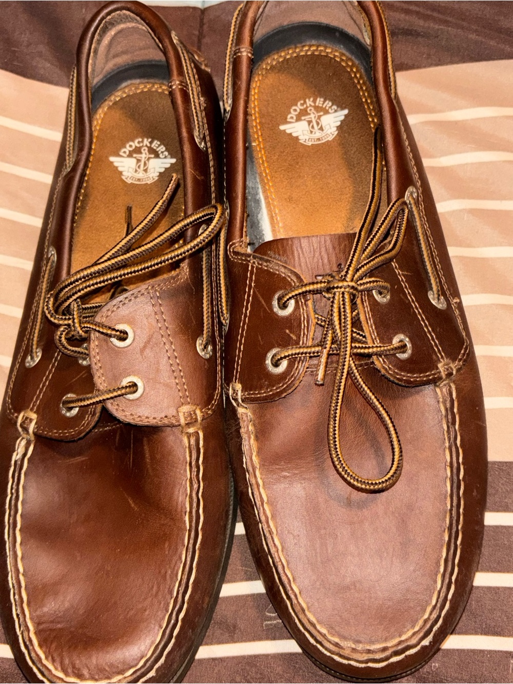 Dockers Men’s Brown Leather Lace-Up Boat Shoes